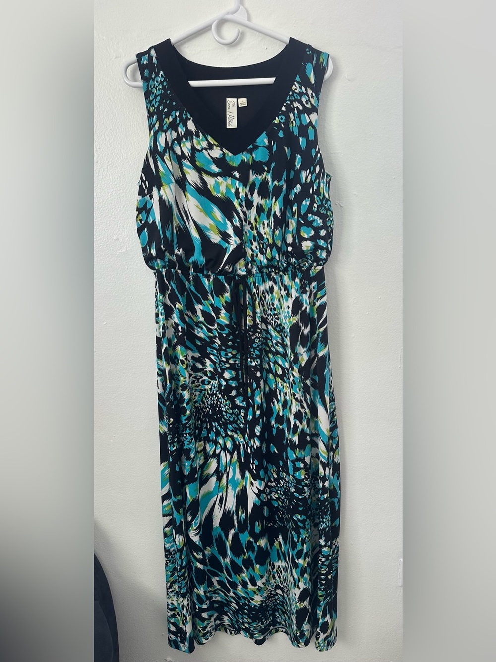 Emma & Michele Sleeveless Maxi Dress Abstract Animal Print Size L